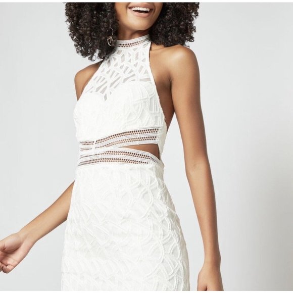 NWOT Bardot Lace Halter Sheath Midi Dress White  Size 6 Small - Picture 3 of 9